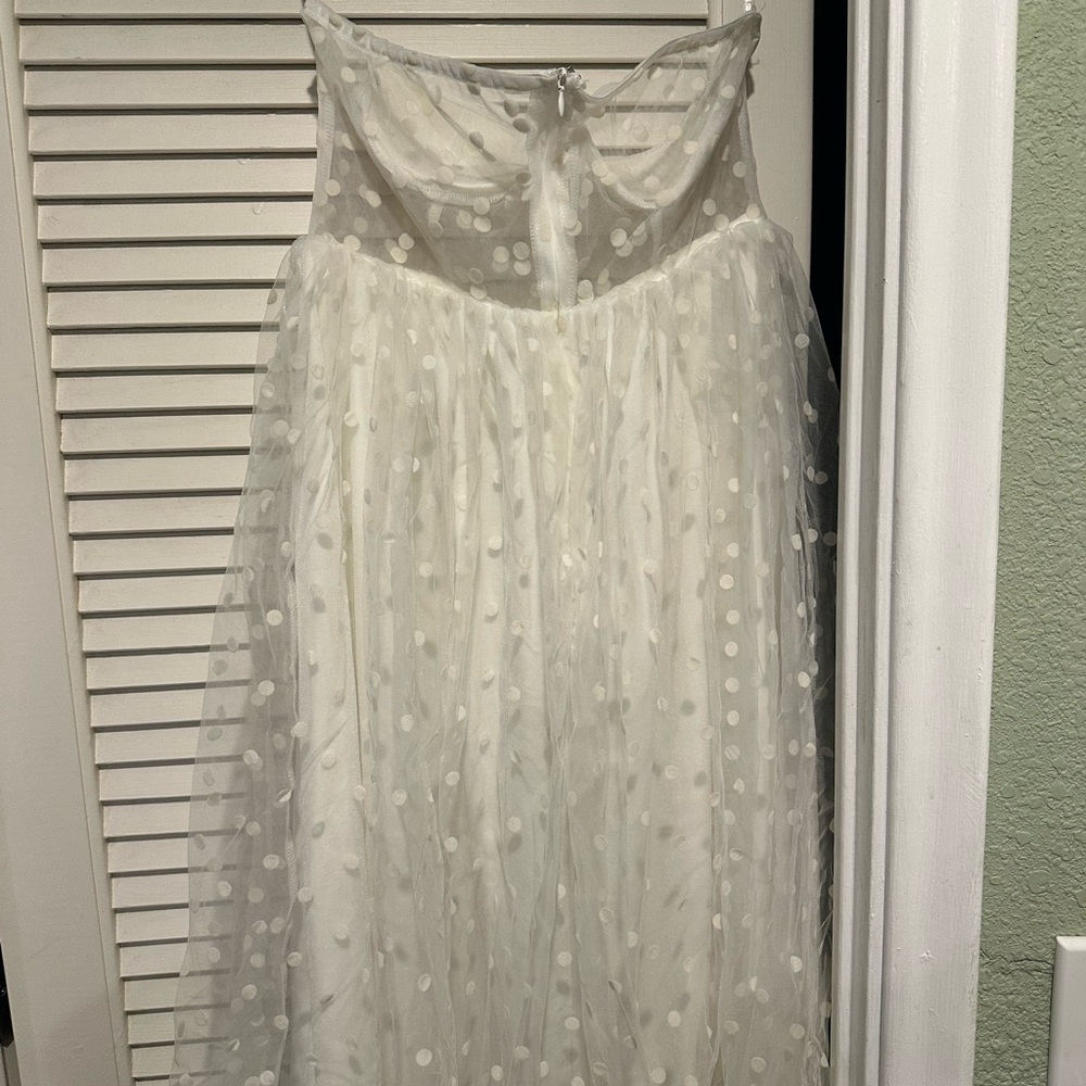 SHEIN White Sheer Polka Dot Wedding Dress